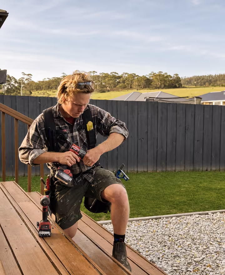 Ryan Martin, owner and carpenter at Deck Builders Hobart, on site in Hobart