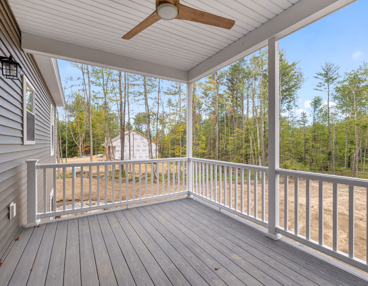 A straightforward covered timber deck on a suburban block